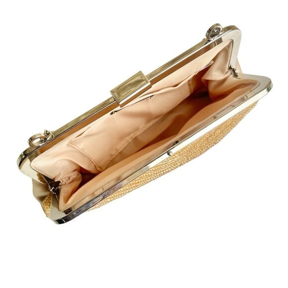 Bijoux Terner Pattern Bead Satin Kiss Lock Chain Clutch Purse - Picture 9 of 16